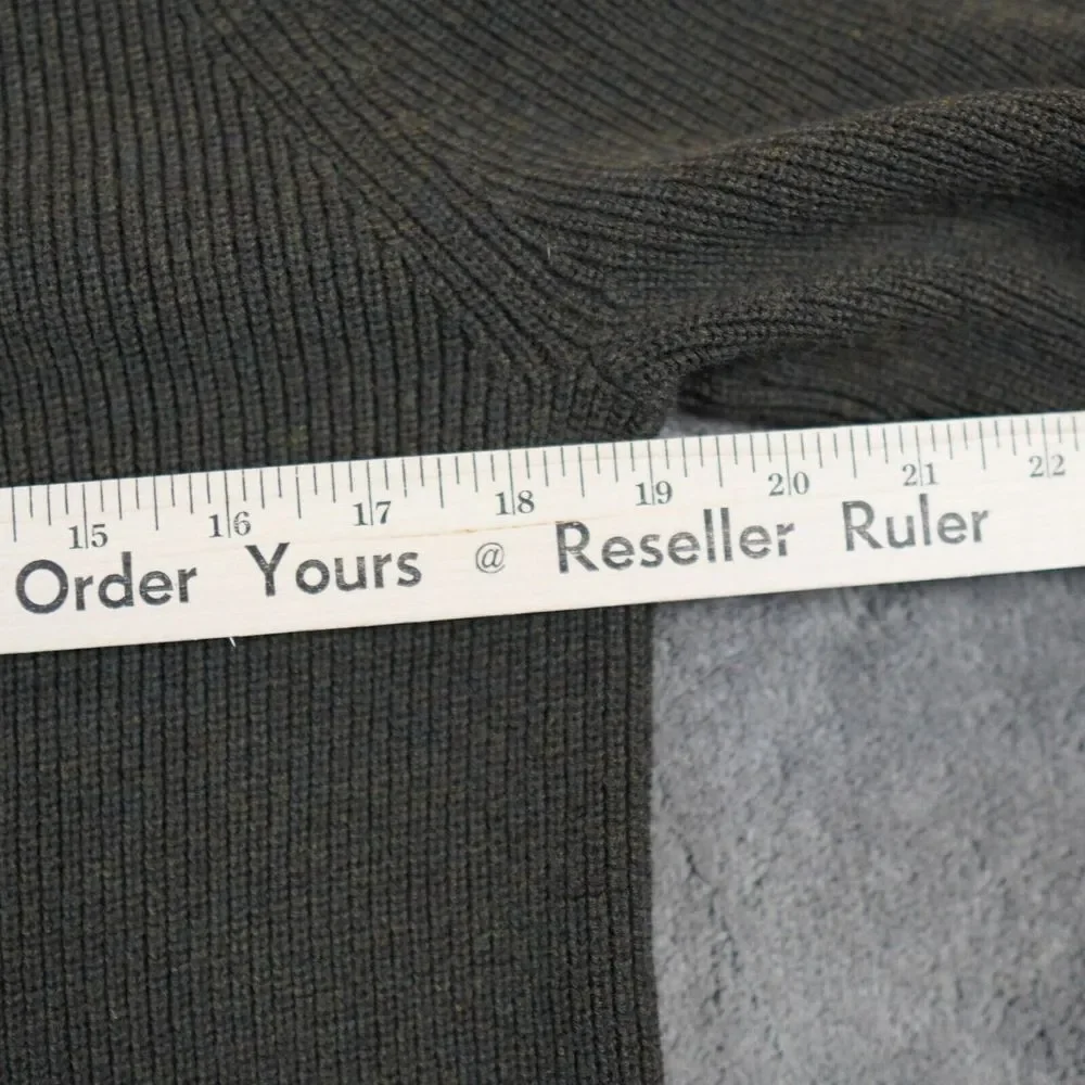 Banana Republic Medium Men's Half-Zip Sweater Large Gray Ribbed‎ Elbow Patch
